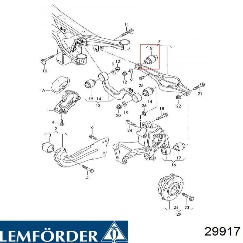 Silentblock wahacza tylnego dolnego Lemforder 29917
