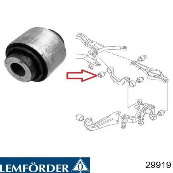 Do koszyka 29919 Lemforder Silentblock wahacza tylnego górnego