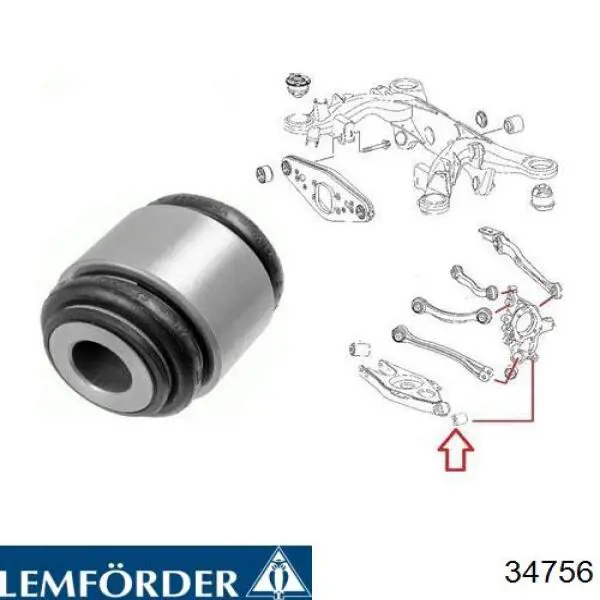 Do koszyka 34756 Lemforder Silentblock czopu tylnego