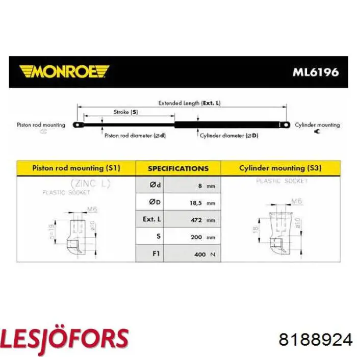 Amortyzator klapy bagażnika (3/5 drzwi-tylnych) Suzuki 8186061M00 cena, od 27,52 USD