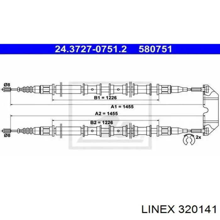320141 Linex Linka hamulca ręcznego tylna prawa/lewa