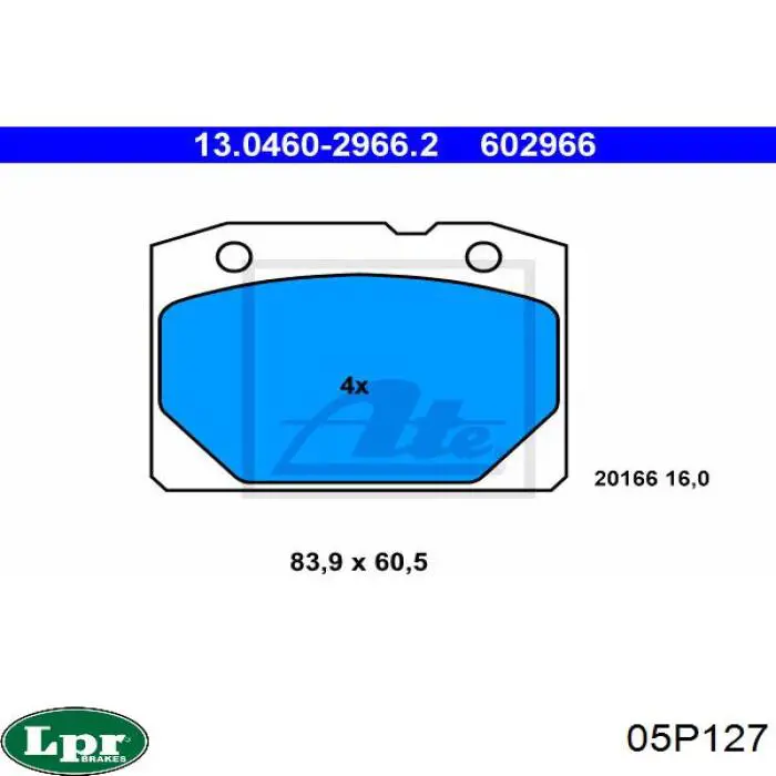Klocki hamulcowe przednie tarczowe LPR 05P127 cena, od 13,58 USD