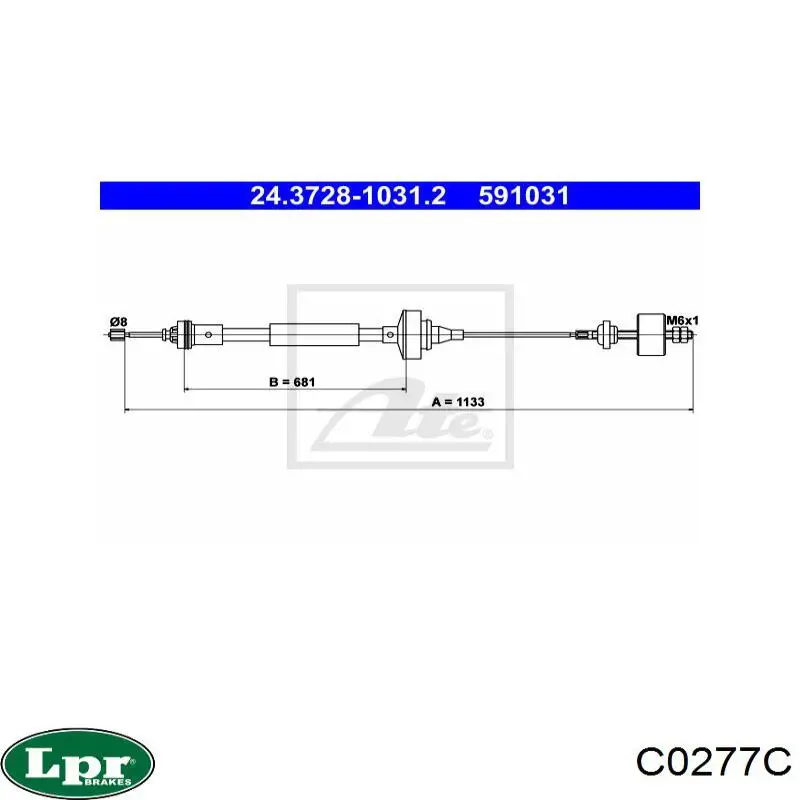 Linka sprzęgła LPR C0277C cena, od 14,38 USD