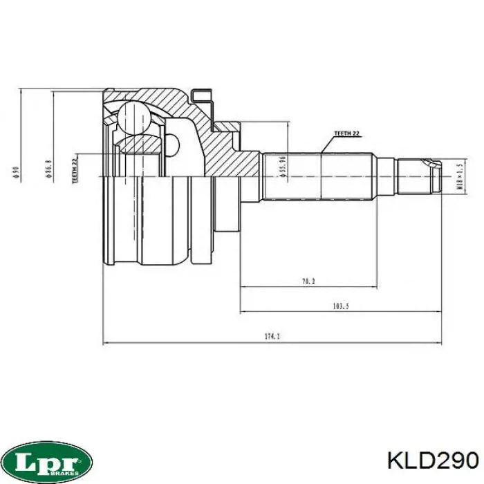 KLD290 LPR Przegub homokinetyczny przedni zewnętrzny