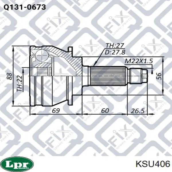 KSU406 LPR Przegub homokinetyczny przedni zewnętrzny