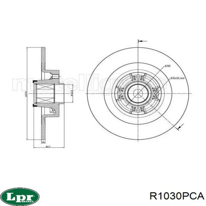 Tarcza hamulcowa tylna LPR R1030PCA cena, od 50,16 USD