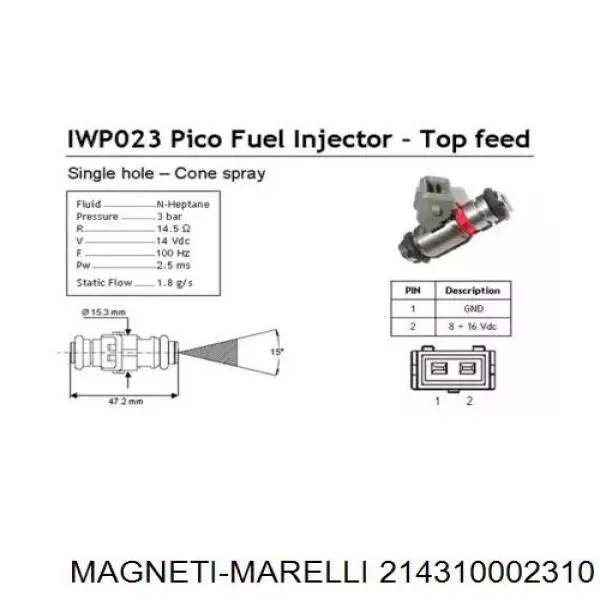 214310002310 Magneti Marelli Wtryskiwacz paliwa