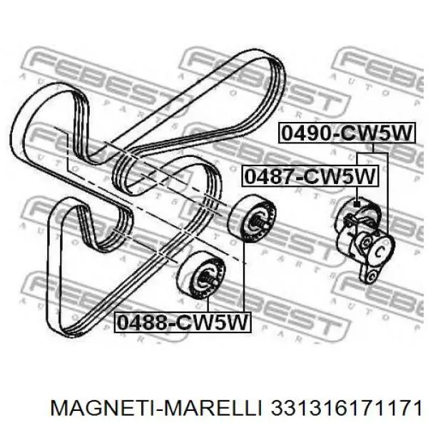 Rolka napinacza paska napędowego Magneti Marelli 331316171171 cena, od 14,77 USD