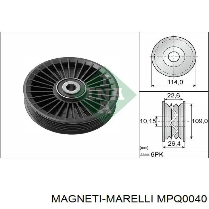 Do koszyka MPQ0040 Magneti Marelli Rolka prowadząca, kierunkowa paska napędowego