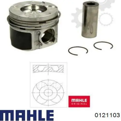 0121103 Mahle Original Tłok, komplet na 1 cylinder, 2. naprawa (+0,50)