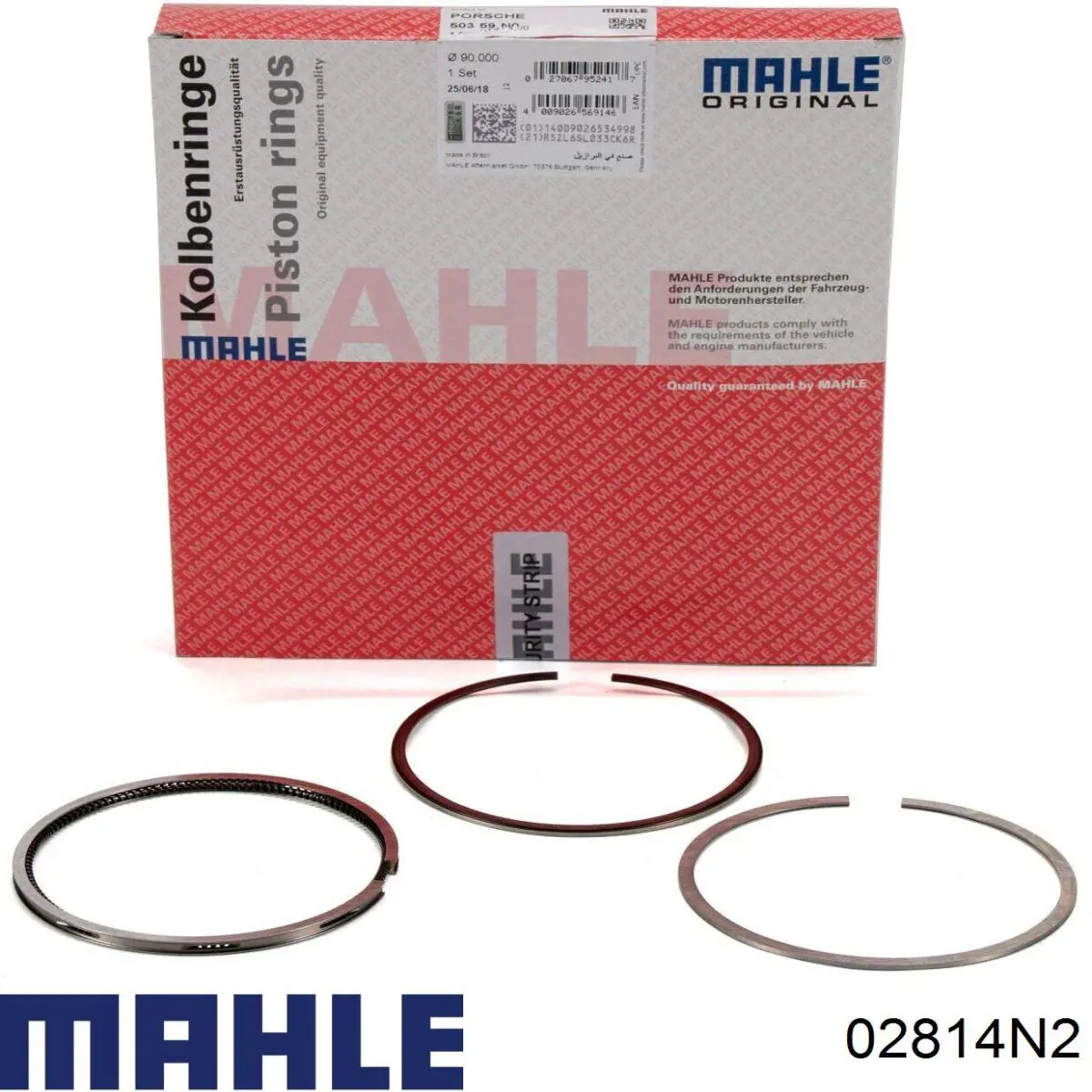02814N2 Mahle Original Pierścienie tłokowe na 1 cylinder, 2. naprawa (+0,50)