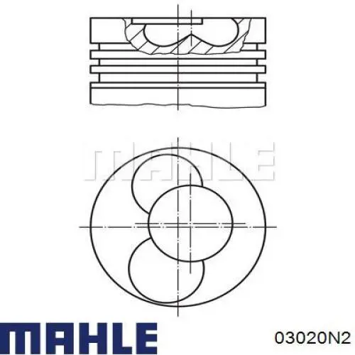 Pierścienie tłokowe na 1 cylinder, 2. naprawa (+0,50) 03020N2 Mahle Original