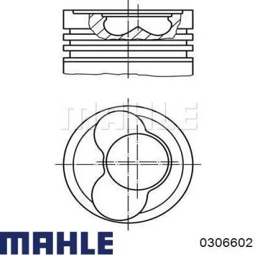 0306602 Mahle Original Tłok, komplet na 1 cylinder, 2. naprawa (+0,50)