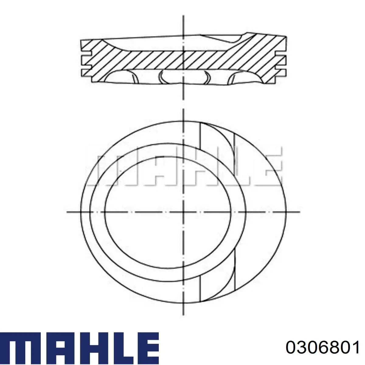 0306801 Mahle Original Tłok, komplet na 1 cylinder, 2. naprawa (+0,50)