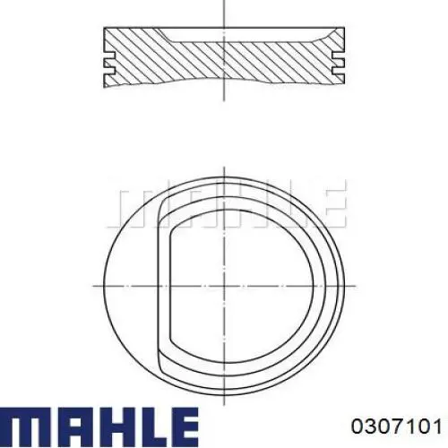0307101 Mahle Original Tłok, komplet do jednego cylindru, 1. naprawa (+0,25)