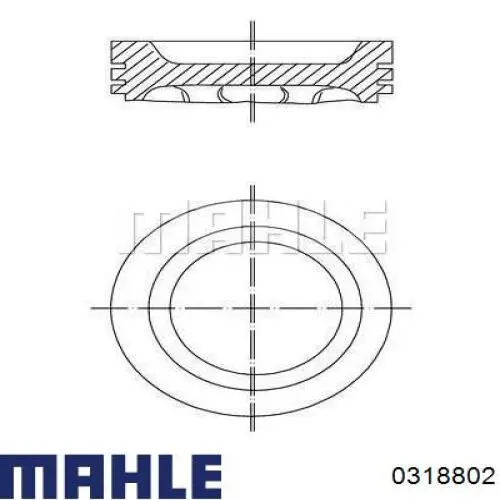 0318802 Mahle Original Tłok, komplet na 1 cylinder, 2. naprawa (+0,50)