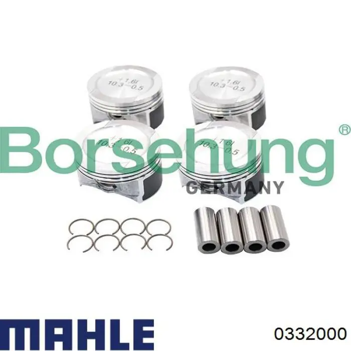 0332000 Mahle Original Tłok, komplet do jednego cylindru, STD
