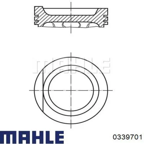 0339701 Mahle Original Tłok, komplet do jednego cylindru, 1. naprawa (+0,25)