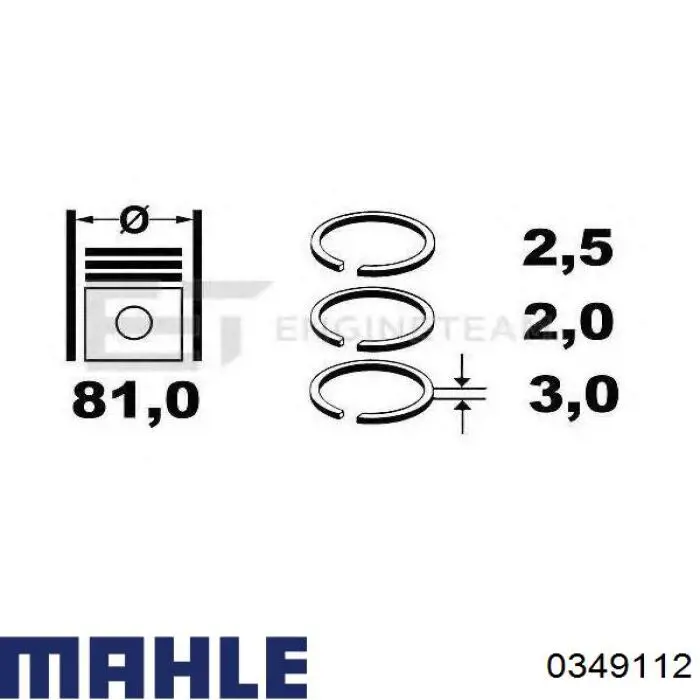 Tłok, komplet na 1 cylinder, 2. naprawa (+0,50) Volvo 850 sedana (LS) (1991 - 1996) cena, od 147,88 USD