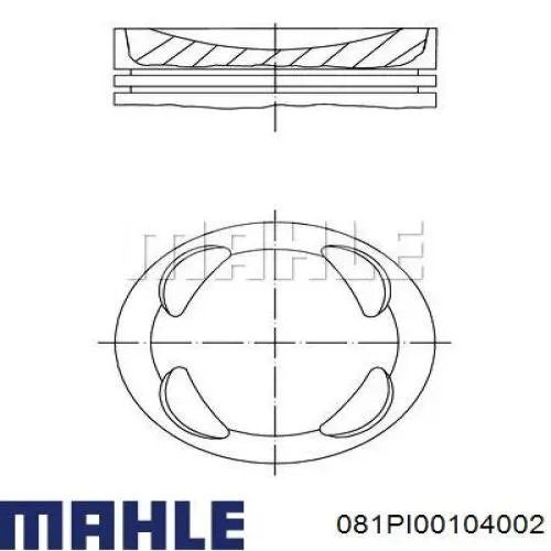 081PI00104002 Mahle Original Tłok, komplet na 1 cylinder, 2. naprawa (+0,50)