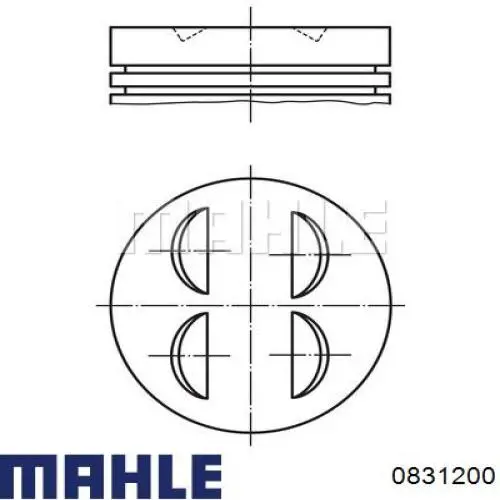 0831200 Mahle Original Tłok, komplet do jednego cylindru, STD