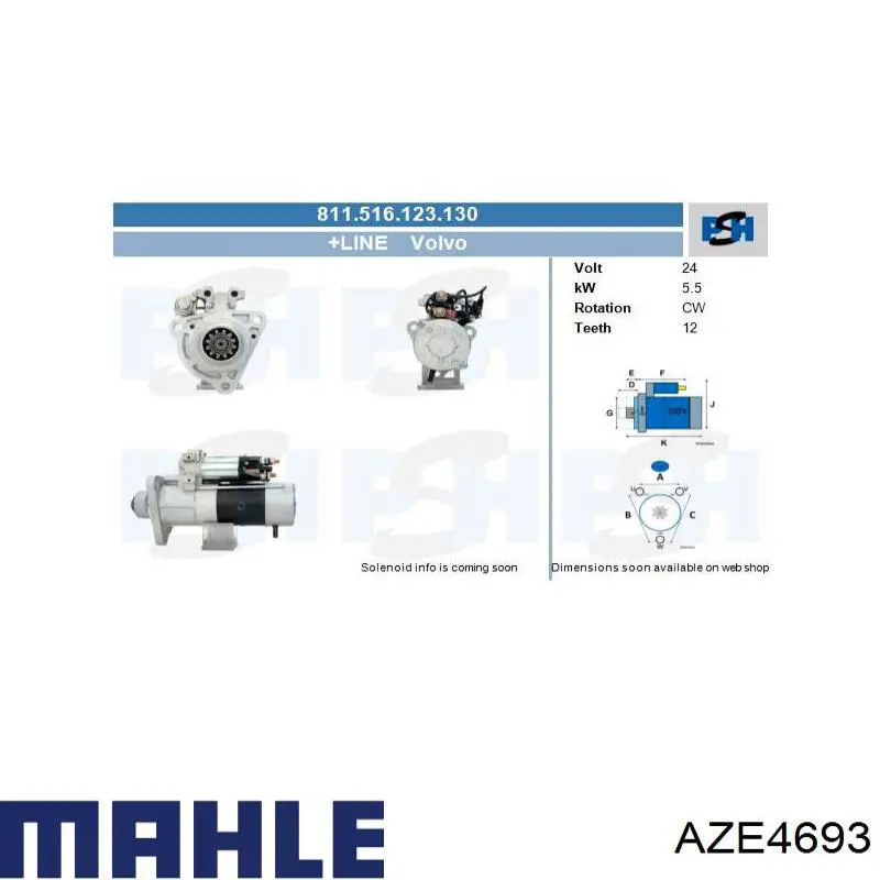 Rozrusznik AZE4693 Mahle Original