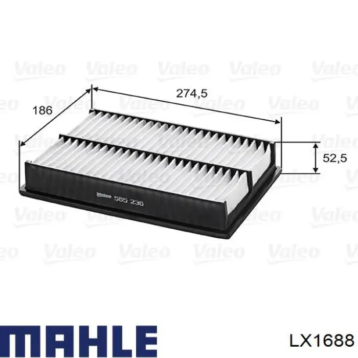 Do koszyka LX1688 Mahle Original Filtr powietrza