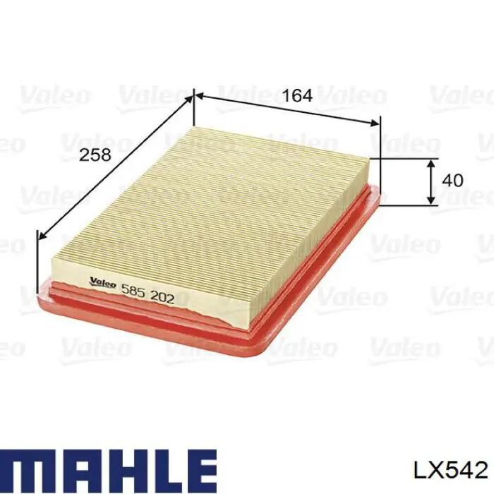 Do koszyka LX542 Mahle Original Filtr powietrza