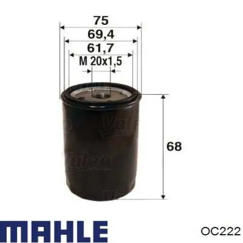 Filtr oleju Mahle Original OC222 cena, od 9,42 USD