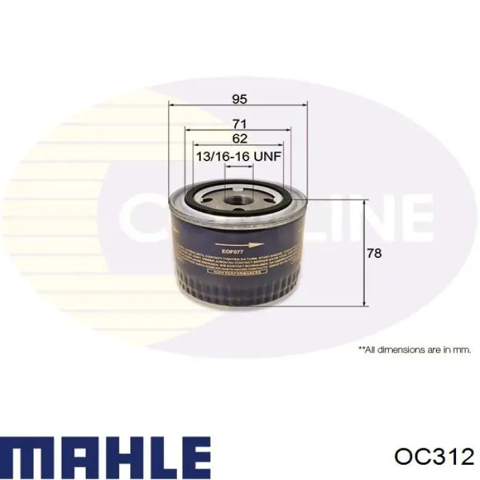 Do koszyka OC312 Mahle Original Filtr oleju