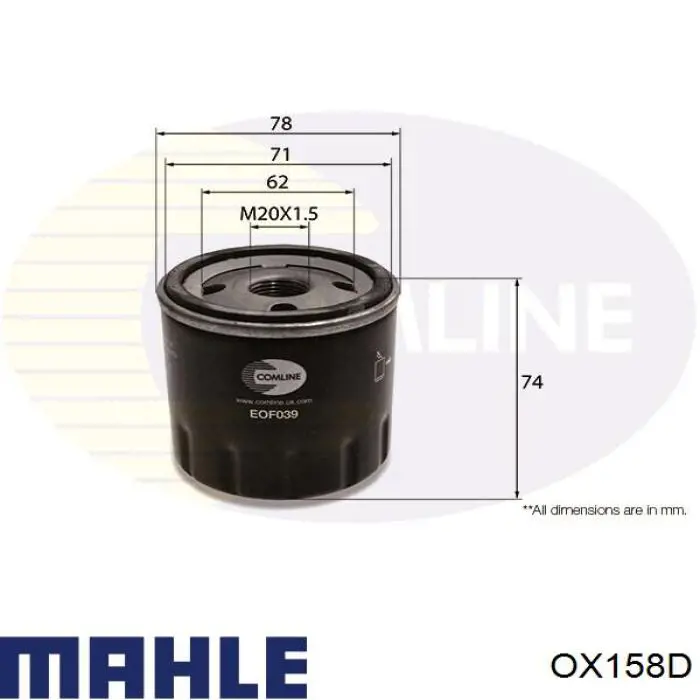 Filtr oleju Mahle Original OX158D cena, od 7,63 USD