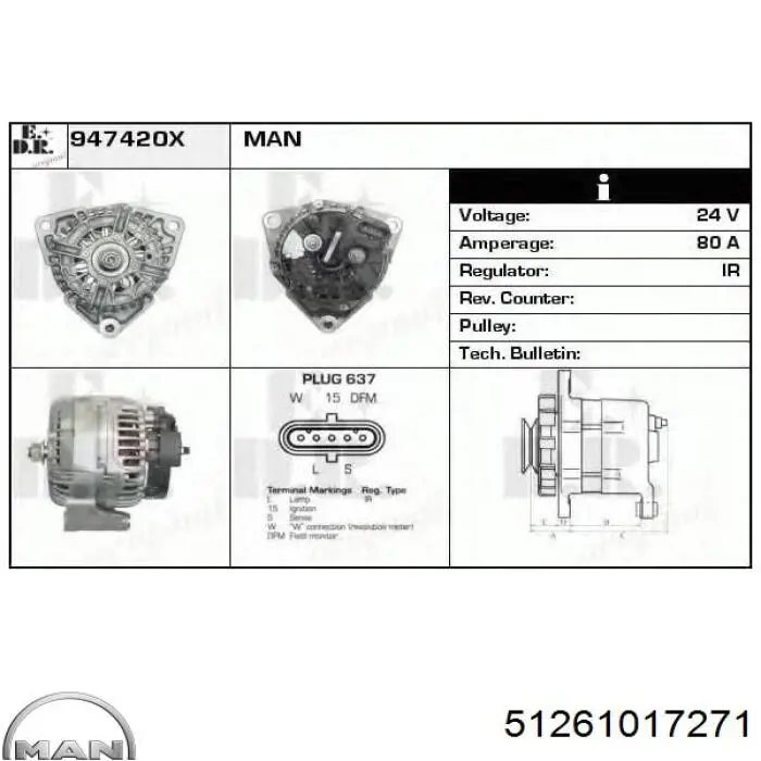 Alternator MAN 51261017271