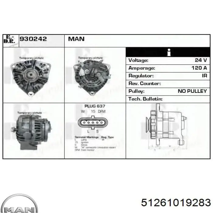 51261019283 MAN Alternator