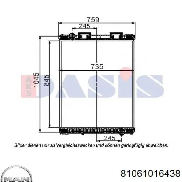 Chłodnica silnika MAN 81061016438 cena, od 449,76 USD