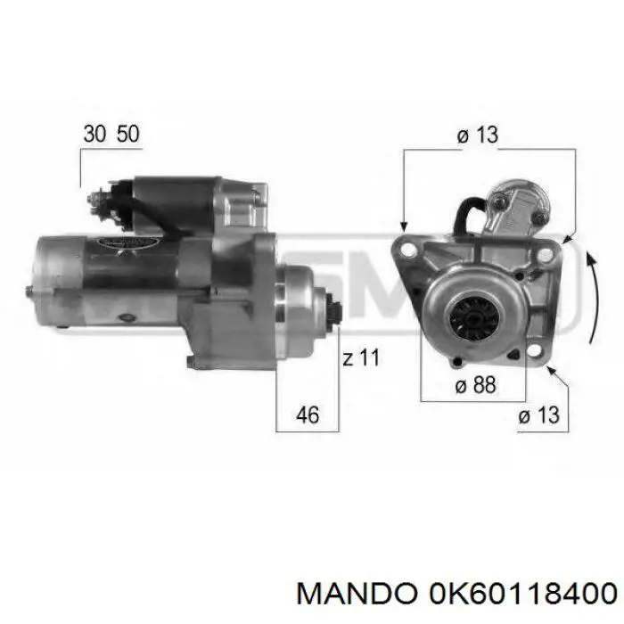 Do koszyka 0K60A18400 Hyundai/Kia Rozrusznik