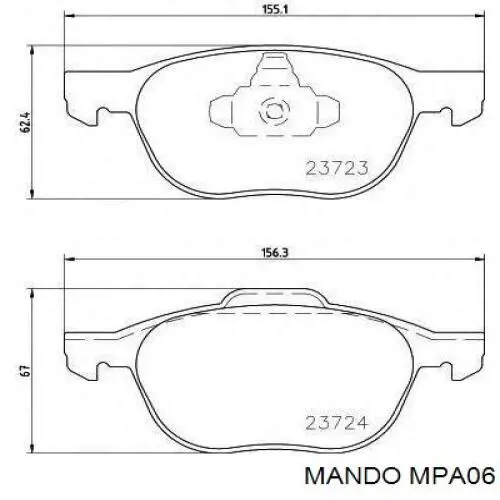 MPA06 Mando Klocki hamulcowe przednie tarczowe