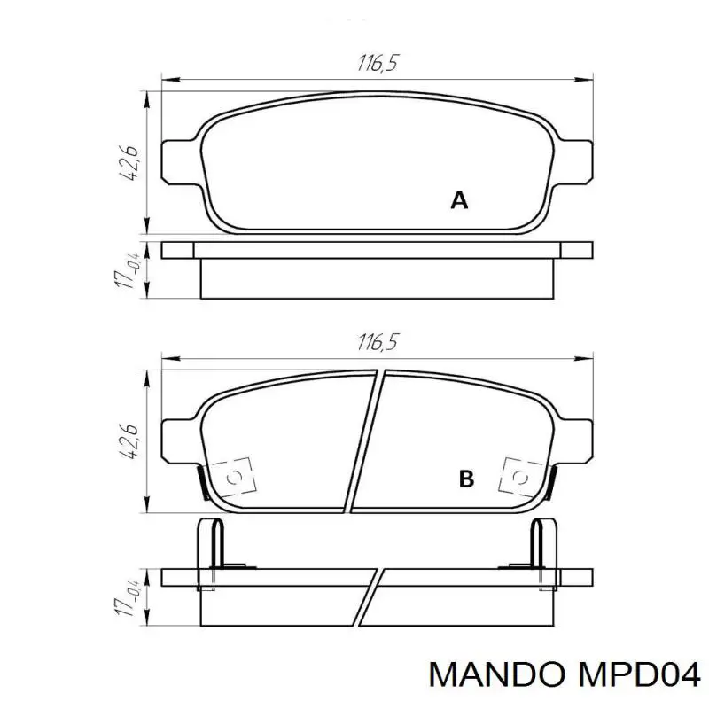 Klocki hamulcowe przednie tarczowe Mando MPD04 cena, od 15,06 USD