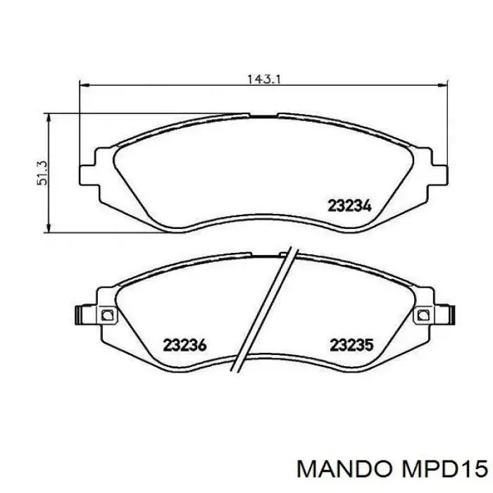 MPD15 Mando Klocki hamulcowe przednie tarczowe
