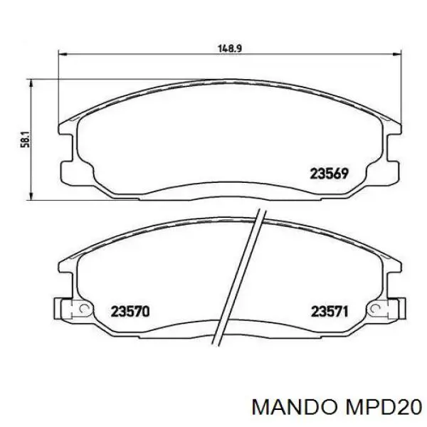 Klocki hamulcowe przednie tarczowe Mando MPD20 cena, od 25,37 USD