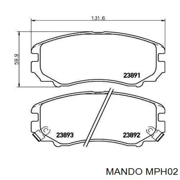 Do koszyka MPH02 Mando Klocki hamulcowe przednie tarczowe