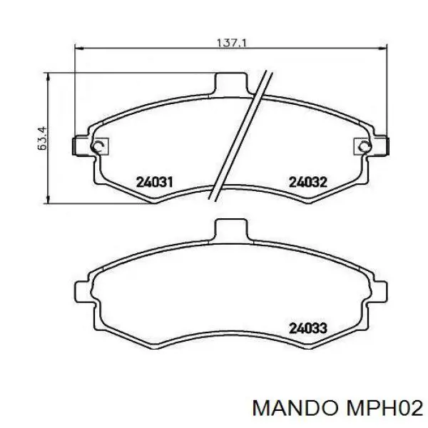 Klocki hamulcowe przednie tarczowe Mando MPH02 cena, od 25,86 USD