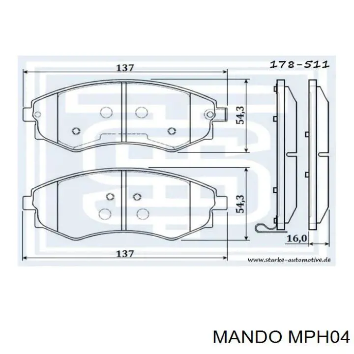 Klocki hamulcowe przednie tarczowe MPH04 Mando