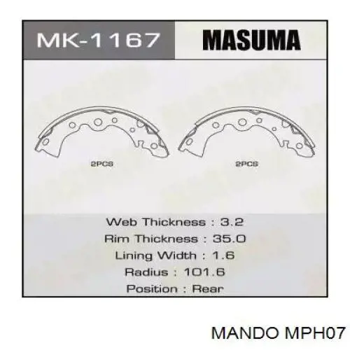 Do koszyka MPH07 Mando Klocki hamulcowe przednie tarczowe