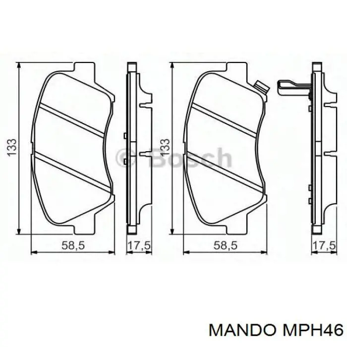 MPH46 Mando Klocki hamulcowe przednie tarczowe