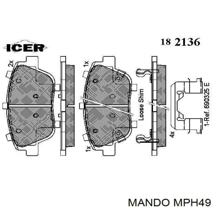 MPH49 Mando Klocki hamulcowe przednie tarczowe