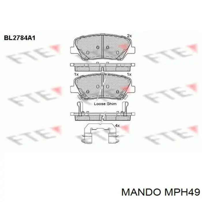 Klocki hamulcowe przednie tarczowe Mando MPH49 cena, od 27,35 USD