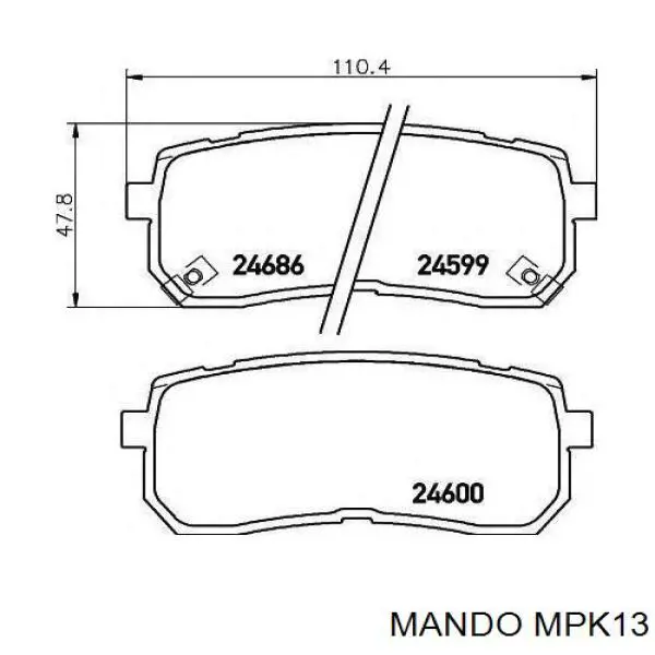 Do koszyka MPK13 Mando Klocki hamulcowe przednie tarczowe