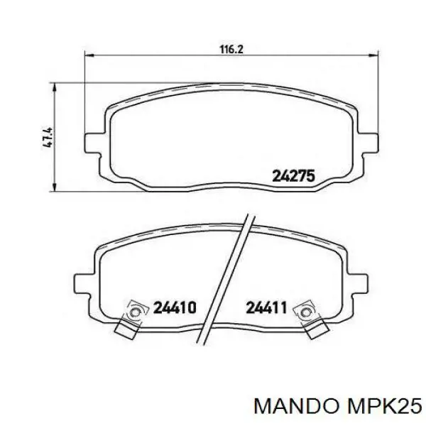 MPK25 Mando klocki hamulcowe przednie tarczowe