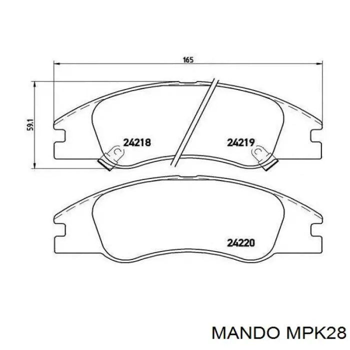 MPK28 Mando Klocki hamulcowe przednie tarczowe
