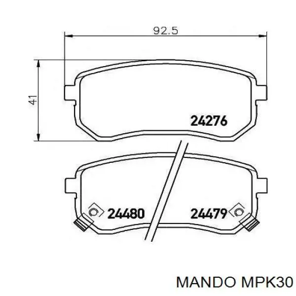 Okładziny (klocki) do hamulców tarczowych tylne Mando MPK30 cena, od 19,35 USD